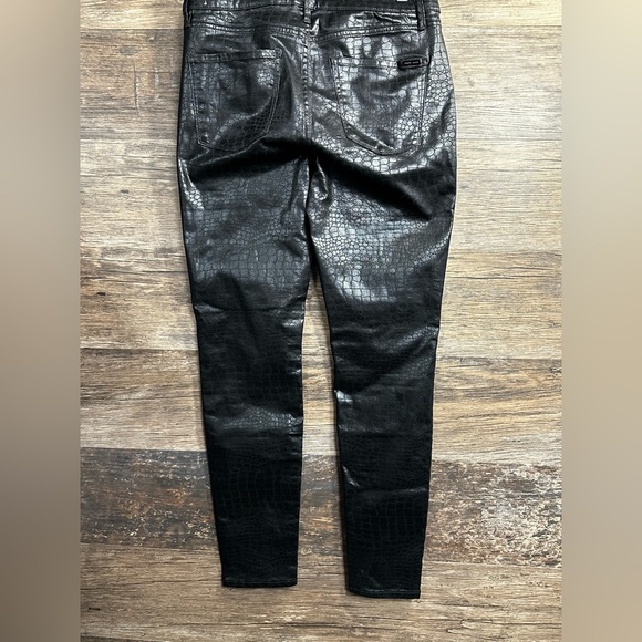 White House Black Market Black Skinny Croc Straight Leg Pants - Picture 4 of 7
